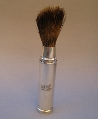 Georgian silver shaving brush with crest