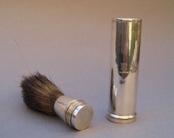 Georgian silver shaving brush with crest